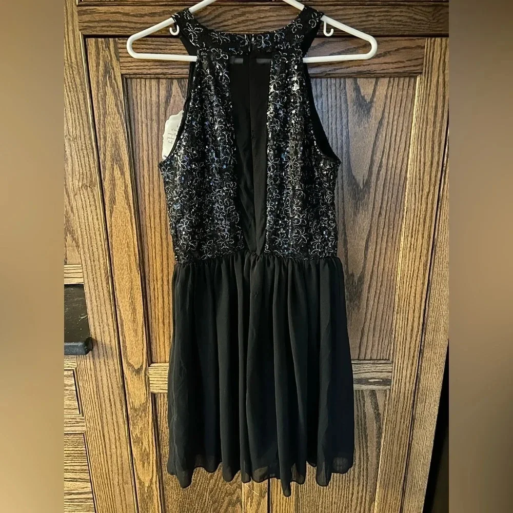 NWT Altar'd State | Sequin Black Chiffon Dress | medium - Picture 6 of 7